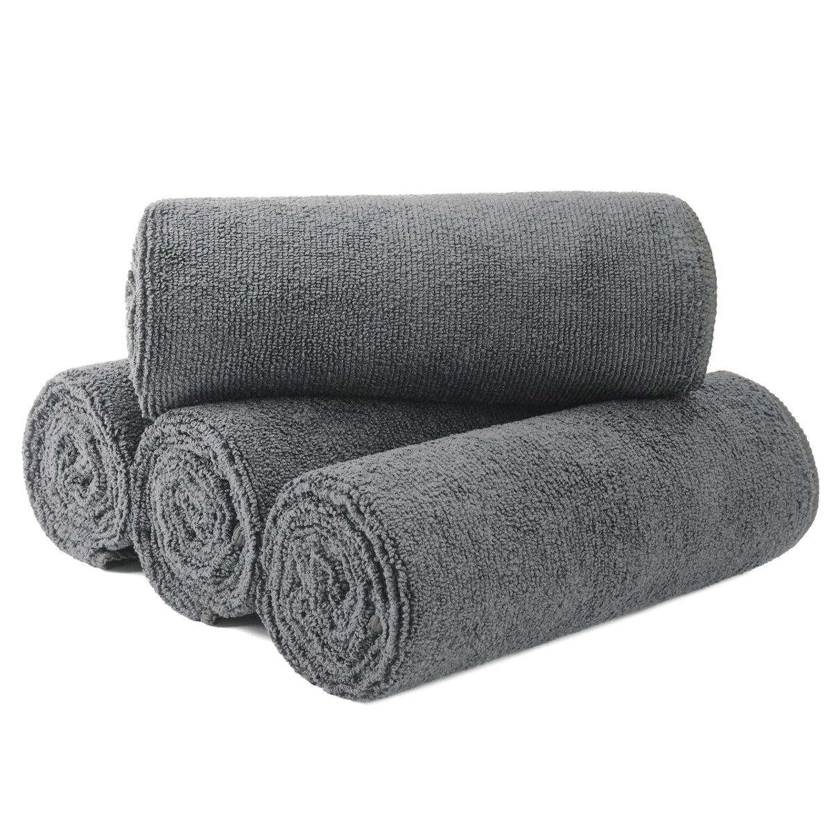 MICROFI microfiber hair drying towel—absorbent gray fabric quickly soaks up water.