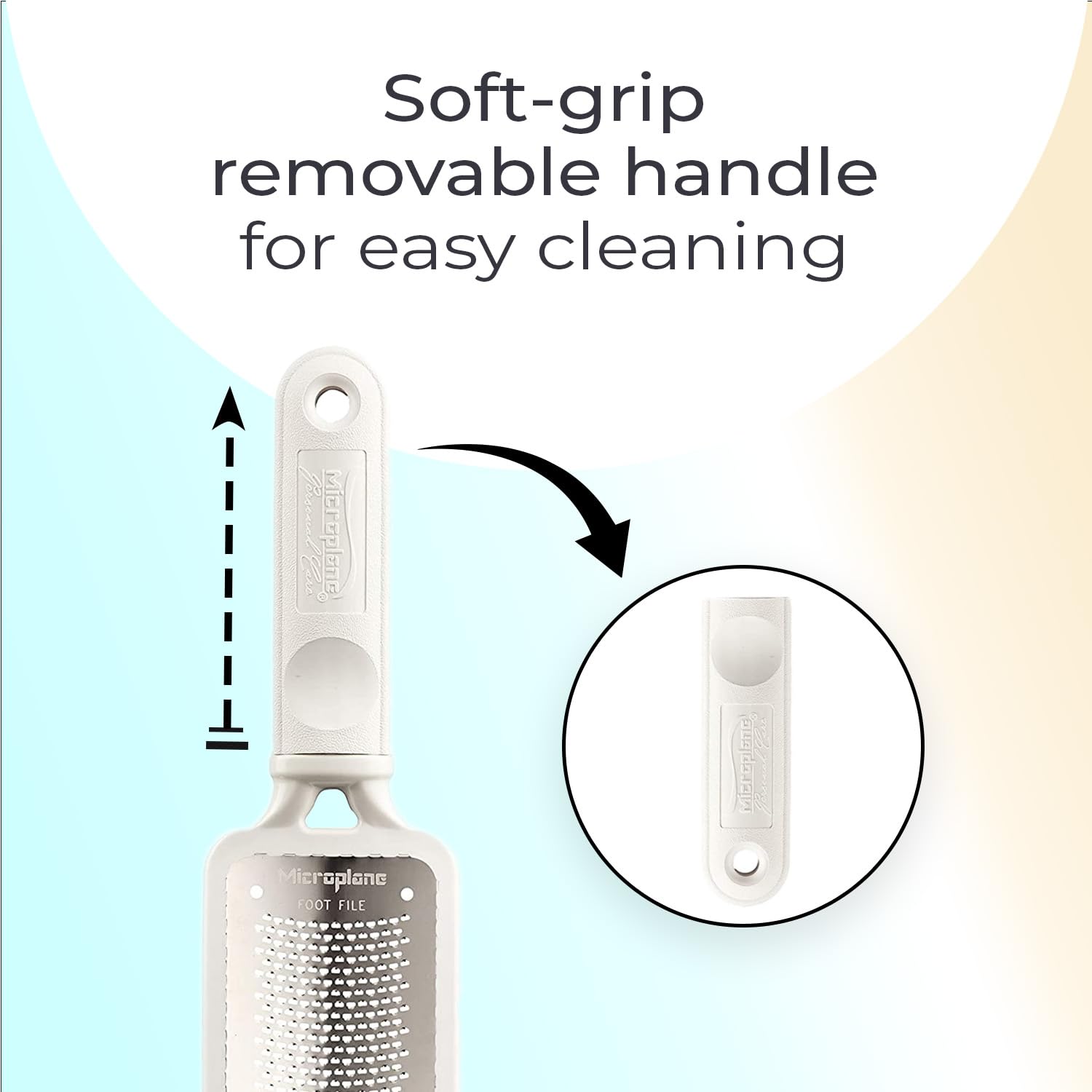 Microplane Colossal Foot File stainless steel edge stays sharp over time.