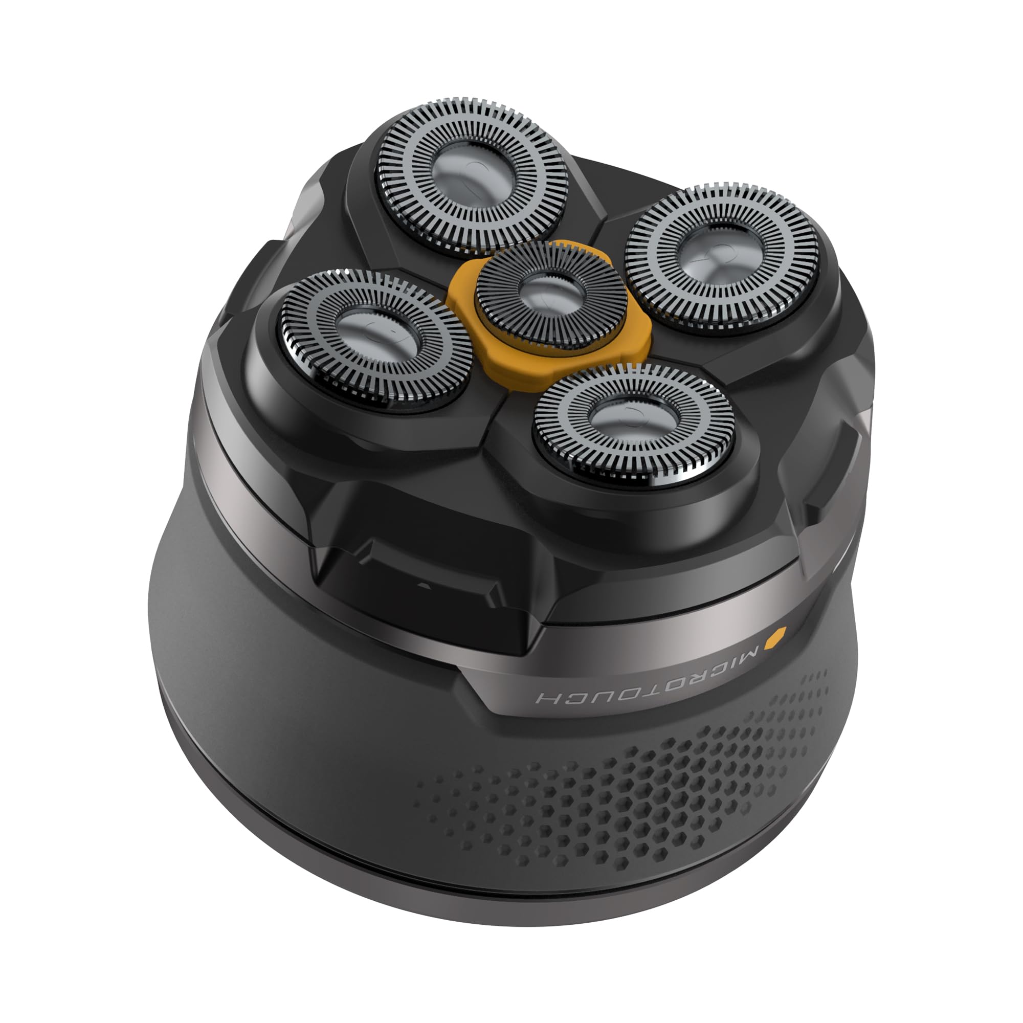 MicroTouch Titanium Head Shaver close-up top view for easy grooming.