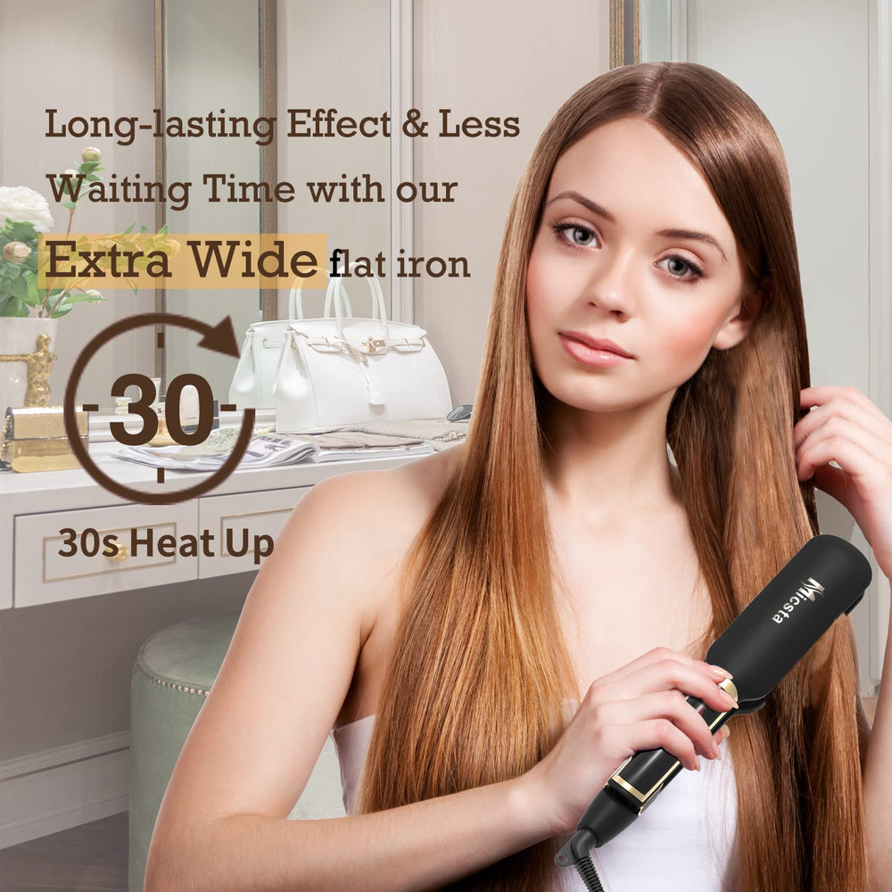 MICSTA Flat Iron 360-degree swivel cord for flexible, tangle-free styling.