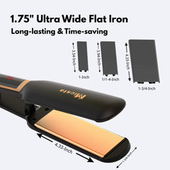 MICSTA Flat Iron with 3D ceramic floating plates for smooth, damage-free results.