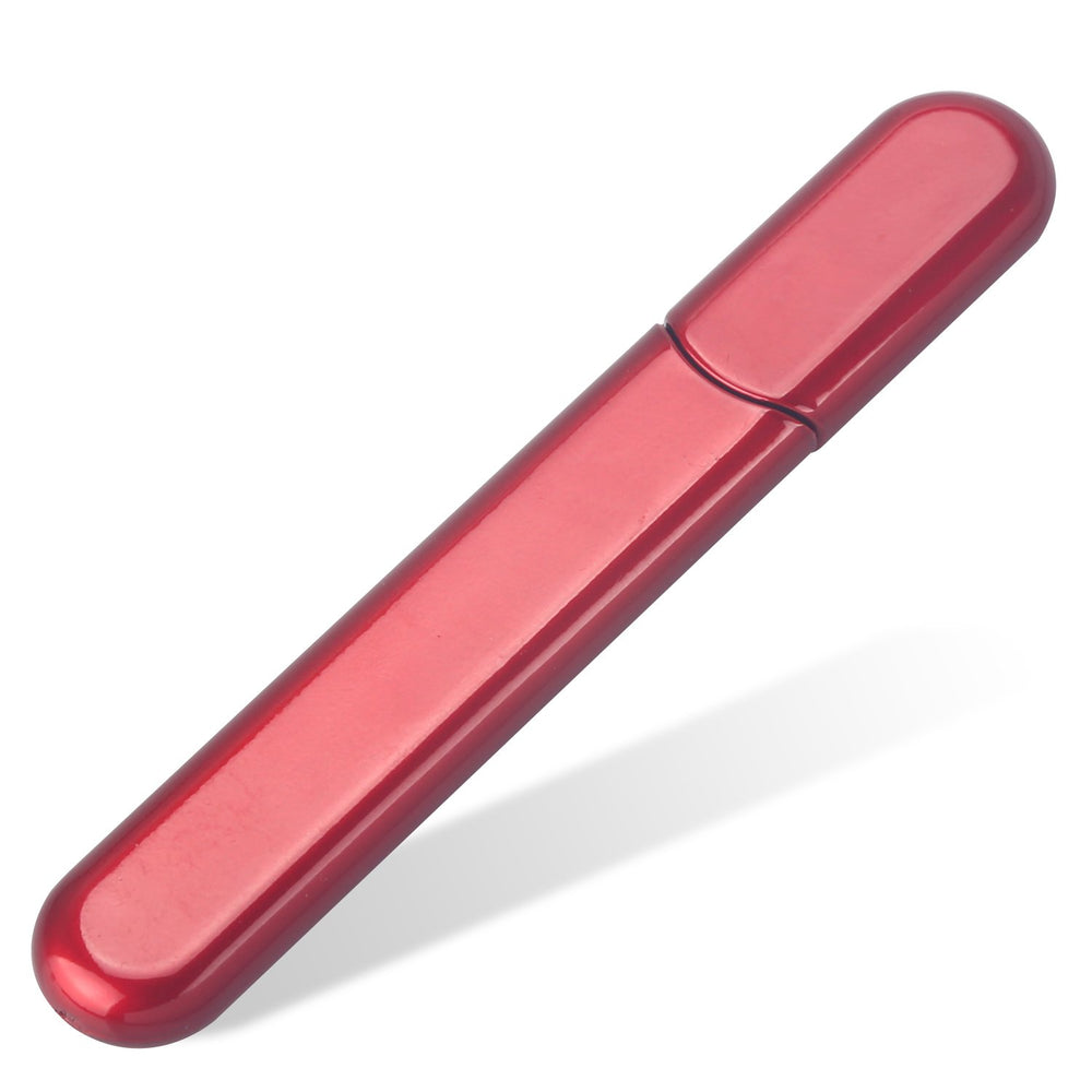 MiDenso premium glass nail file in wine red case for on-the-go manicures.