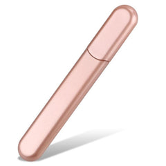 MiDenso premium glass nail file case close-up shows nano serration for smooth nails