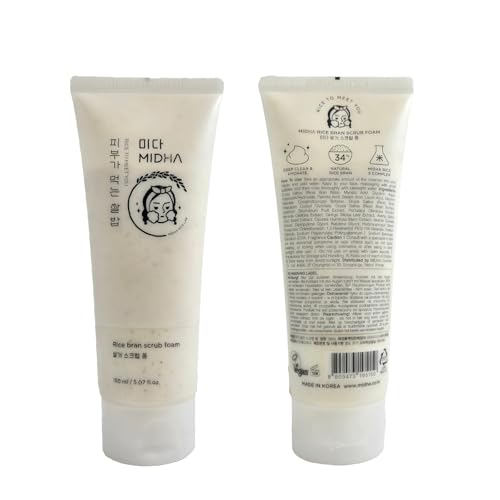 MIDHA Rice Bran Scrub Foam creamy micro-foam lather for gentle cleansing