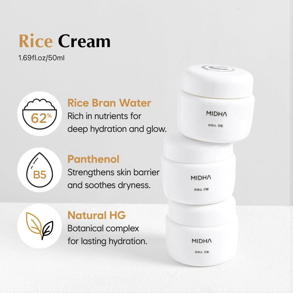 MIDHA Rice Cream moisture glow captures a refreshed, radiant complexion after application.