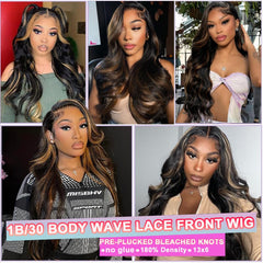 Miear ombre highlight balayage wig showing versatile color options