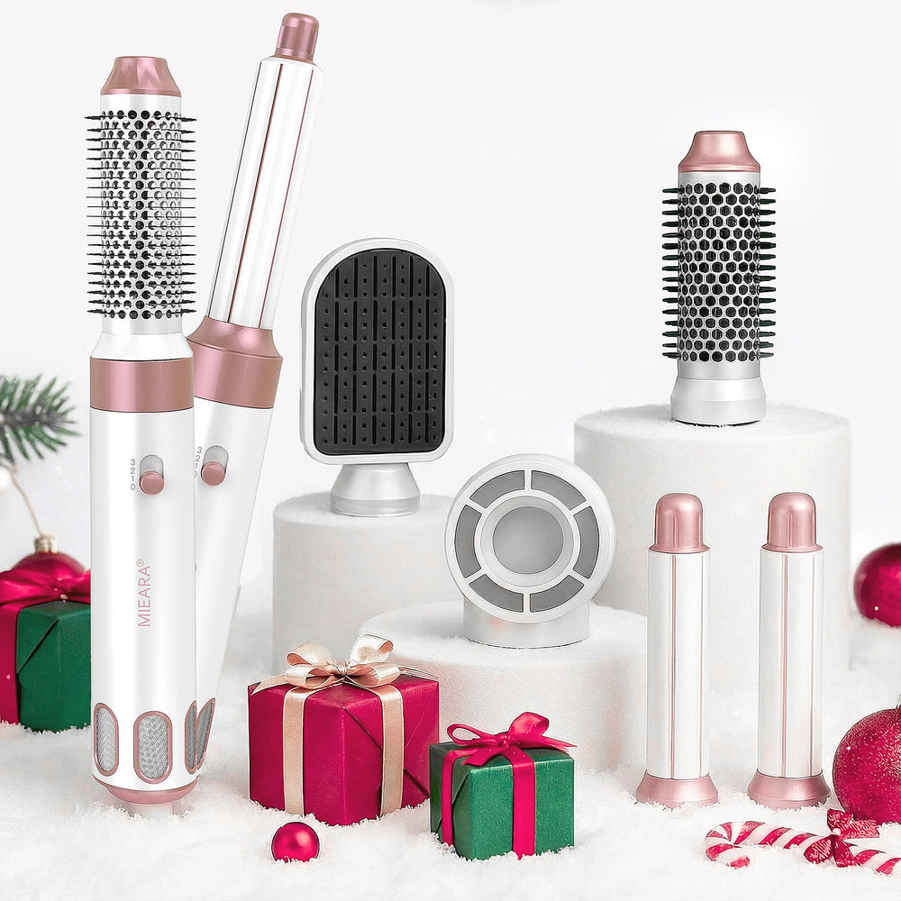 MIEARA 5in1 blow-dryer brush package offering versatile styling for quick, salon-like blowouts.