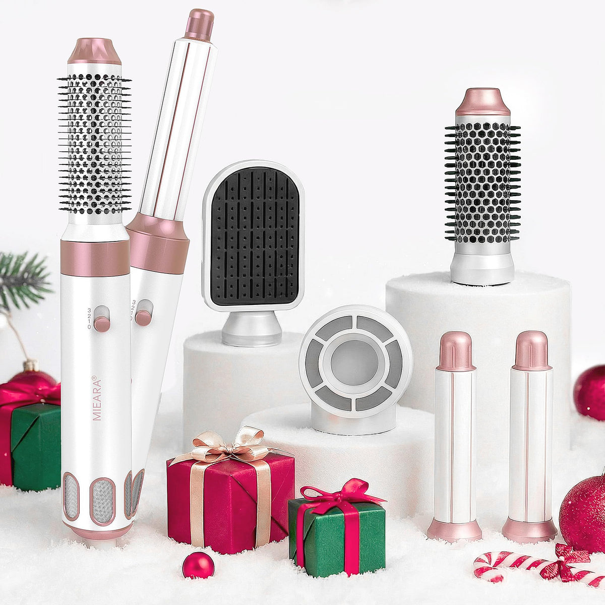 MIEARA 5in1 blow-dryer brush package offering versatile styling for quick, salon-like blowouts.
