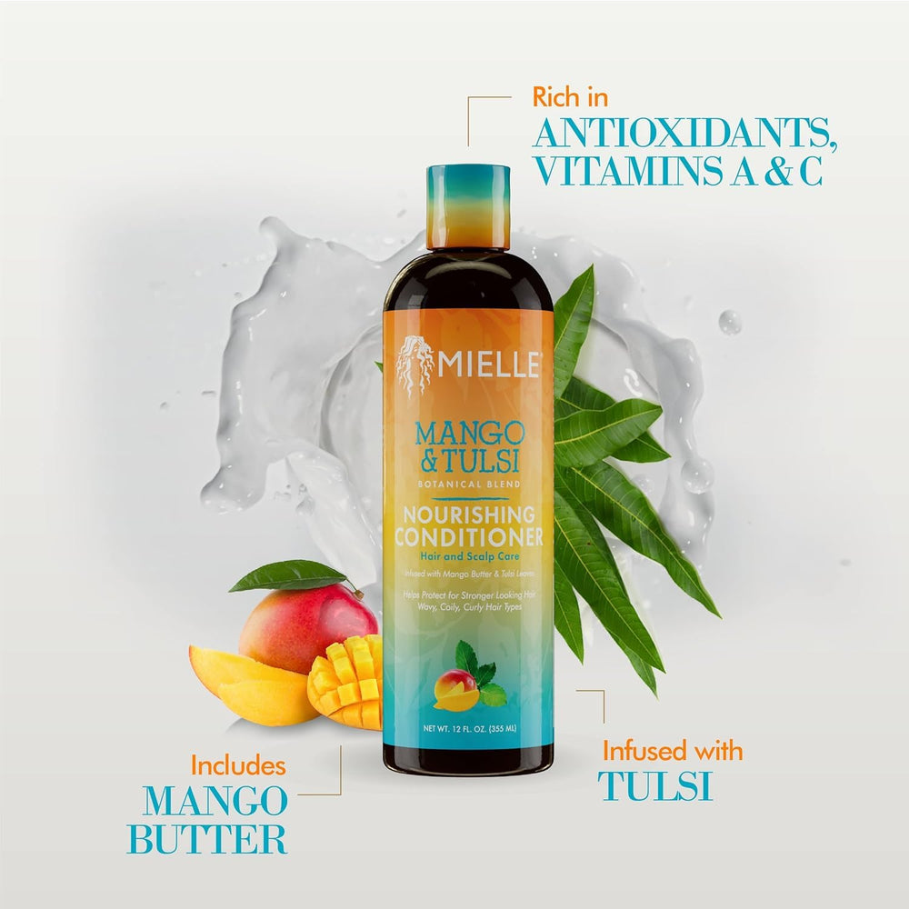 Mango Tulsi aroma wisps enhancing shower routine with conditioner.