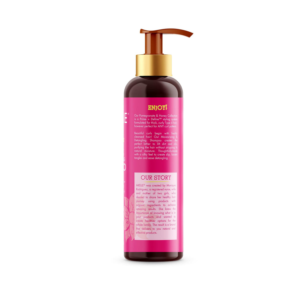 Mielle Organics bottle being poured to illustrate easy application during routine.