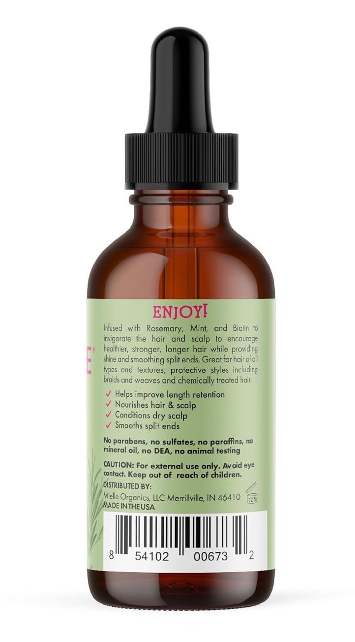 Mielle Organics Rosemary & Mint Hair Oil flatlay invites daily use for nourishment and healthier strands