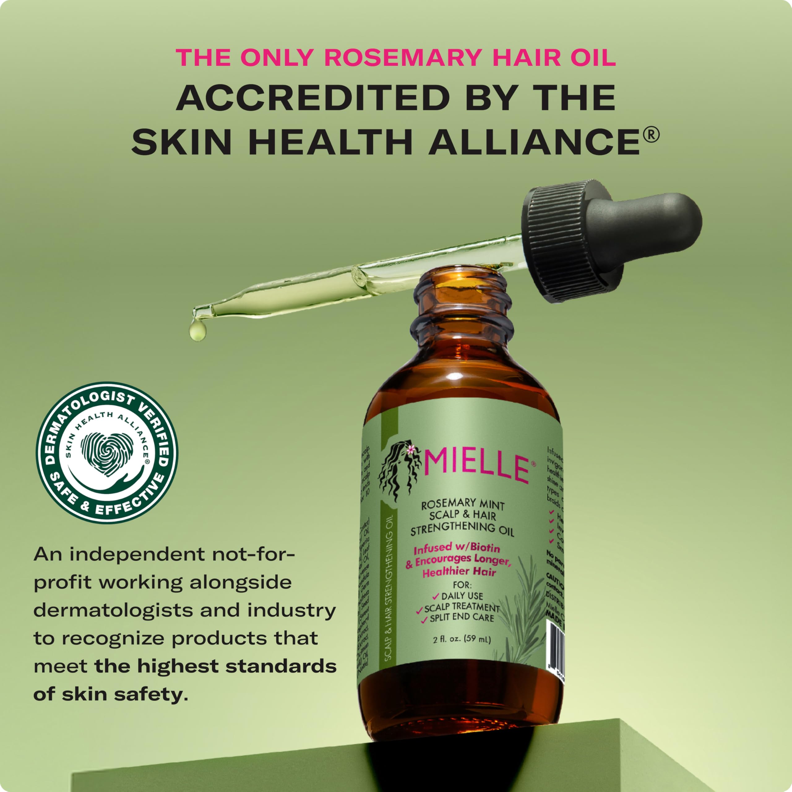 Mielle Organics Rosemary & Mint Hair Oil mint leaves emphasize cooling and invigorating feel