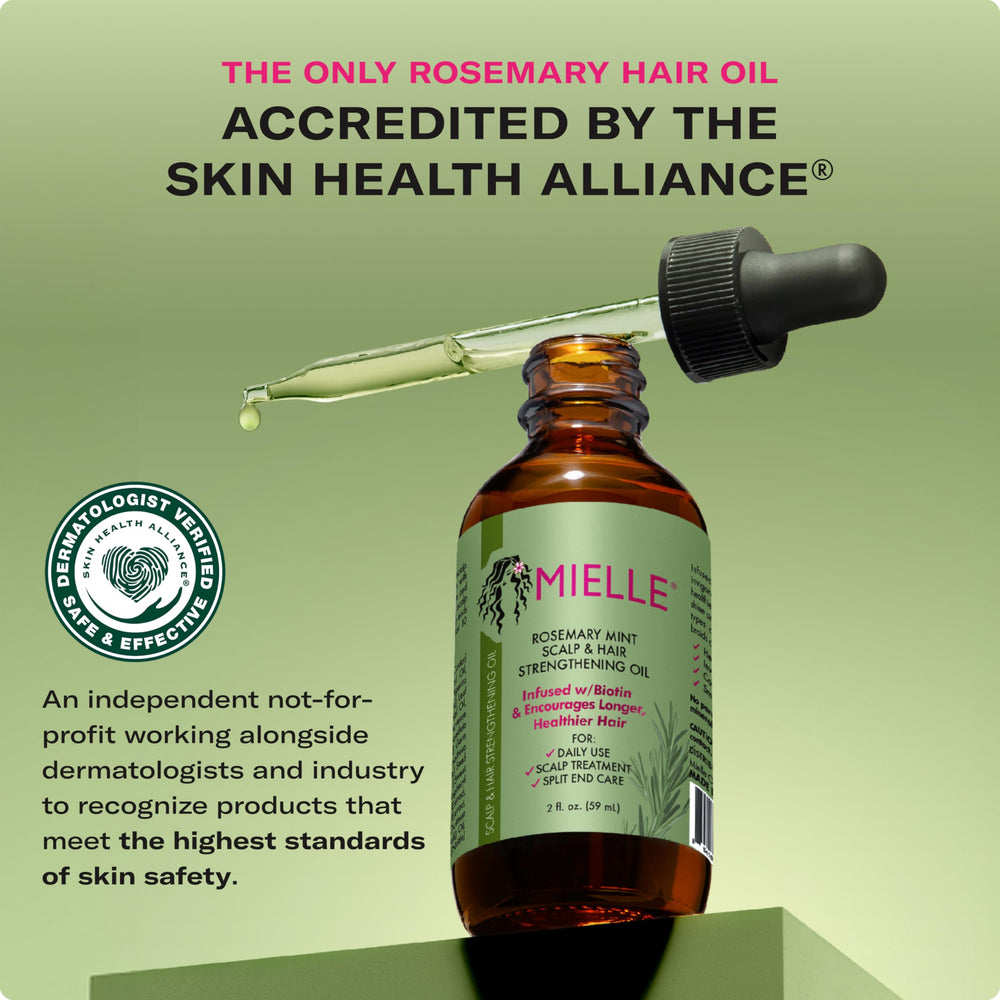 Mielle Organics Rosemary & Mint Hair Oil mint leaves emphasize cooling and invigorating feel