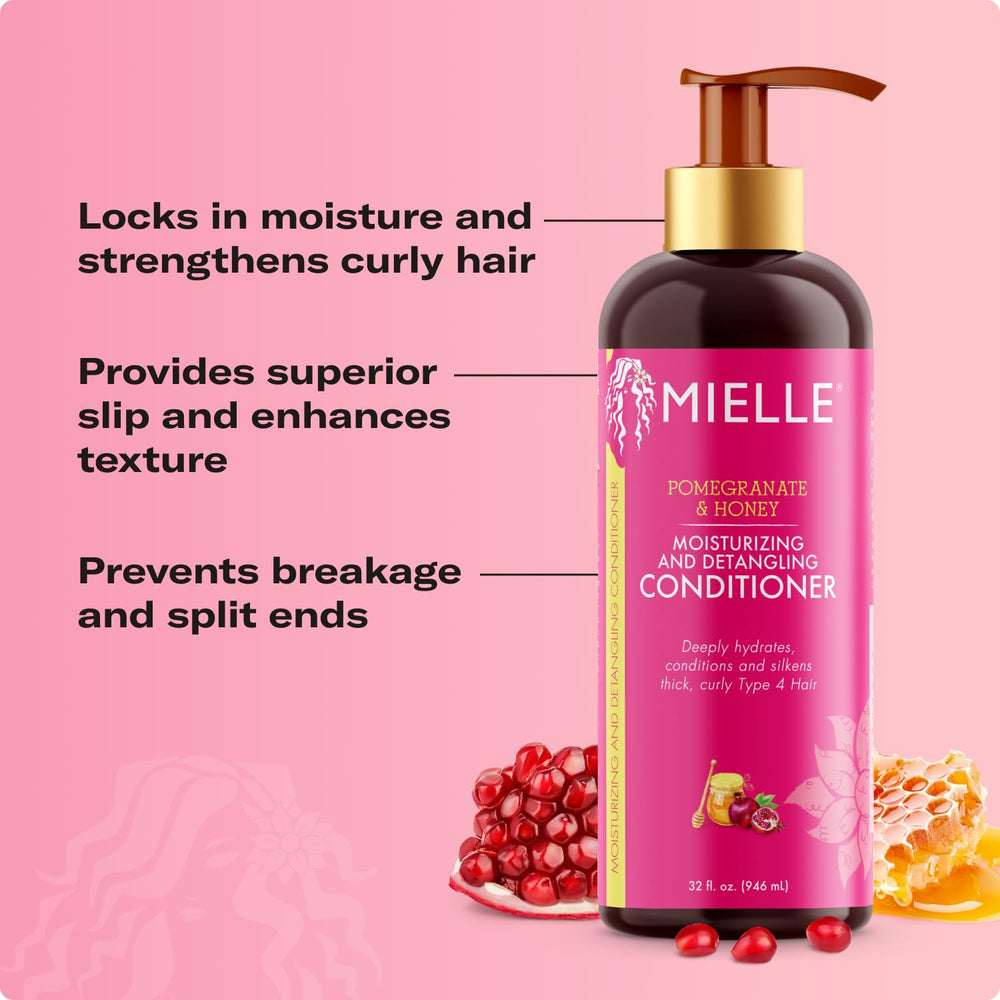 Mielle Organics detangling conditioner on curly hair ready for styling