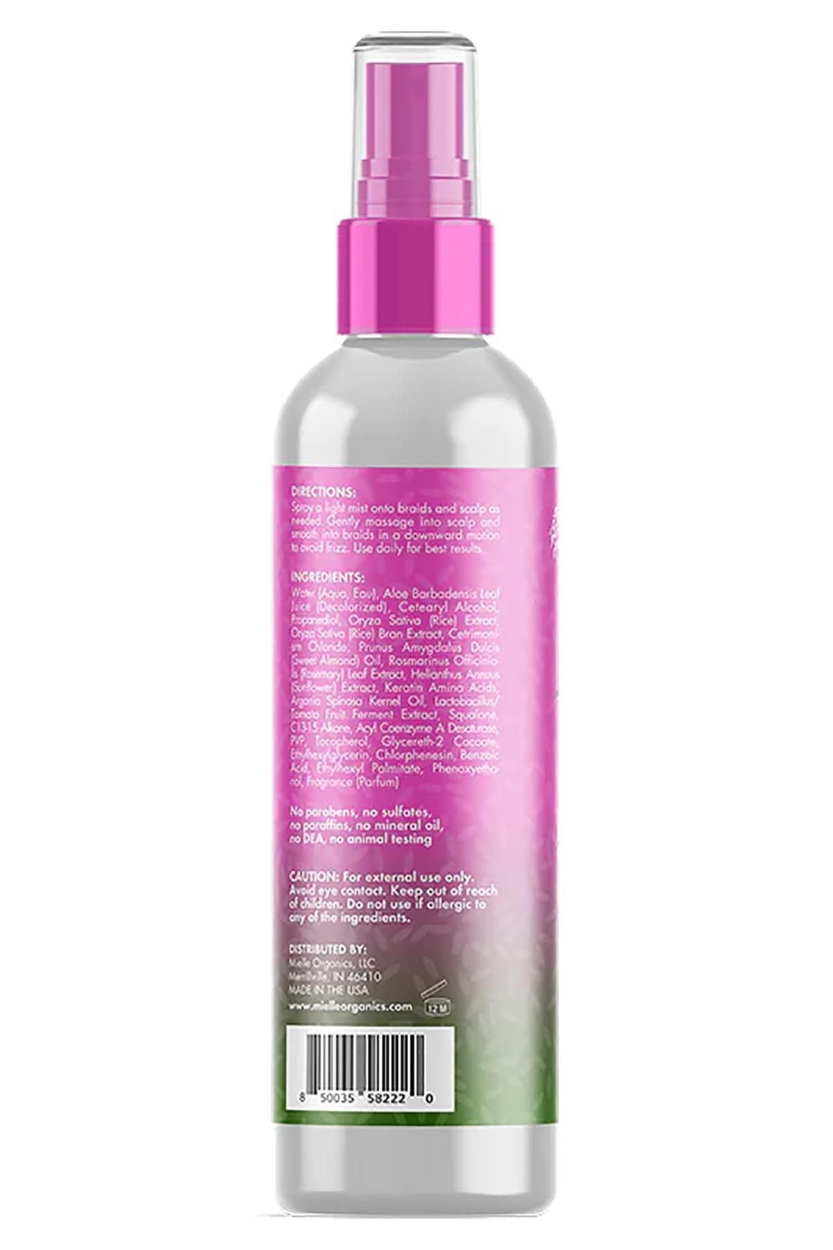 Mielle Rice Water close-up shows creamy texture for easy braid application.