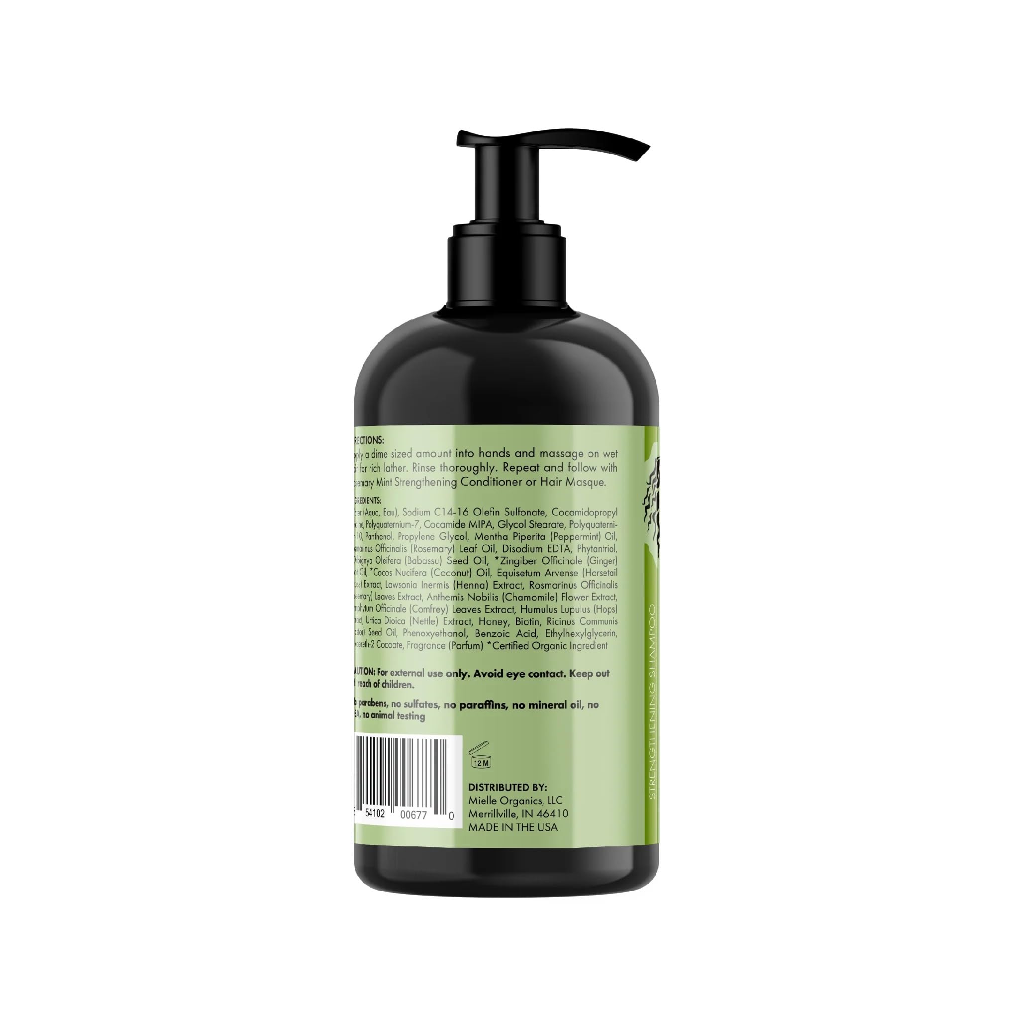 Mielle Rosemary Mint Strengthening Shampoo lather preview shows slip for easy styling
