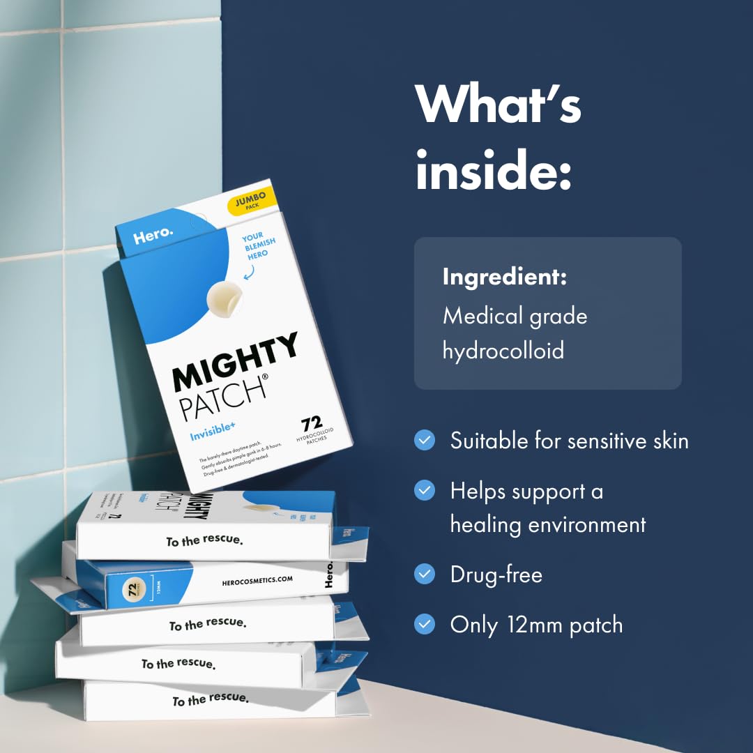 Mighty Patch Invisible+ 72 patches shown for rapid daily use