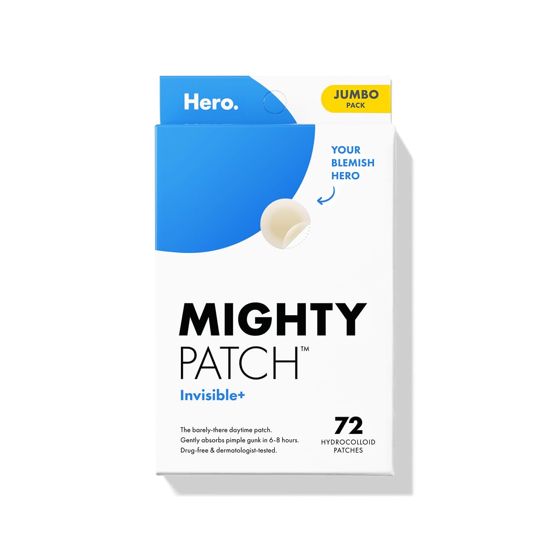 Mighty Patch Invisible+ daywear closeup showing ultra-thin patch blending with skin