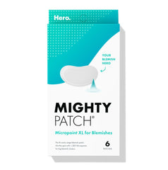 Mighty Patch Micropoint Large packaging close-up with easy-peel sheet for quick blemish care.