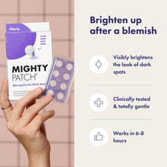 Mighty Patch post-blemish patch on skin with licorice root for soothing effect