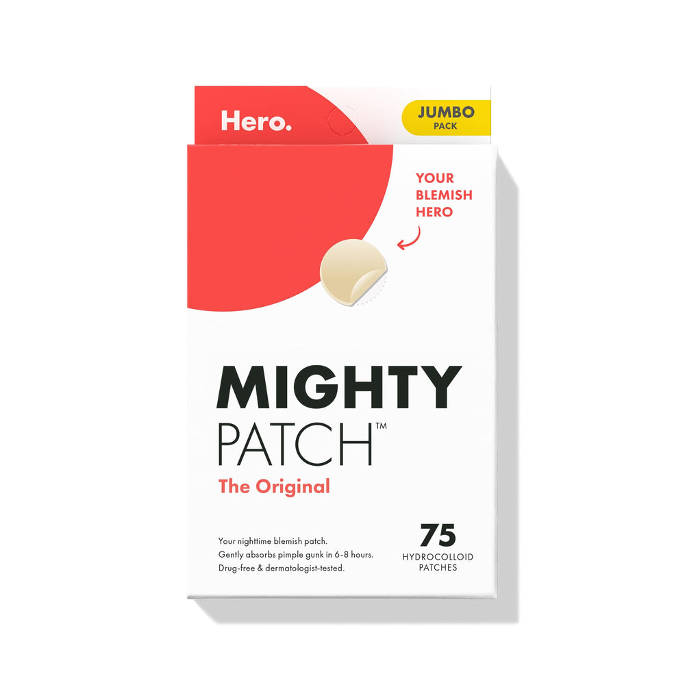Mighty Patch Original face close-up showing a transparent patch for overnight concealment