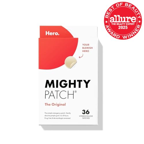 Mighty Patch Original on-zit closeup demonstrates patch gripping a whitehead for absorption