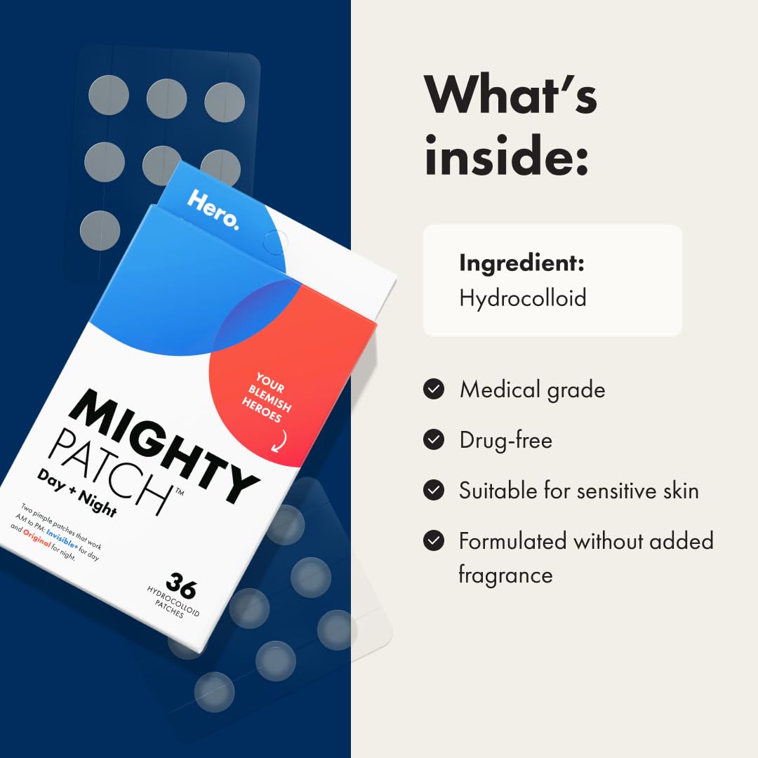 Mighty Patch medical-grade hydrocolloid packaging label detail