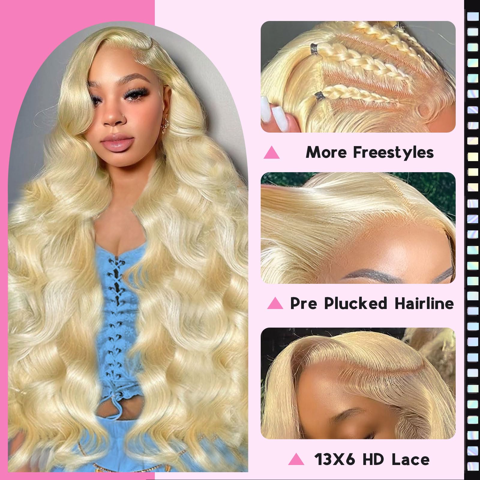 Migura 613 blonde wig lace-closure close-up on 13x6 HD lace for natural parting