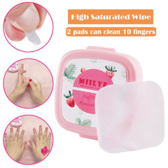 MIILYE wipes applied on nail for instant removal