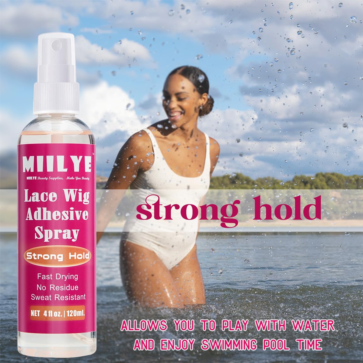 MIILYE white wig glue dries invisible for seamless lace blend.