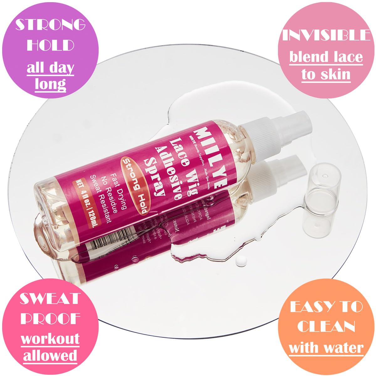 MIILYE wig glue remover helps lift the piece safely with skin-safe solvent.