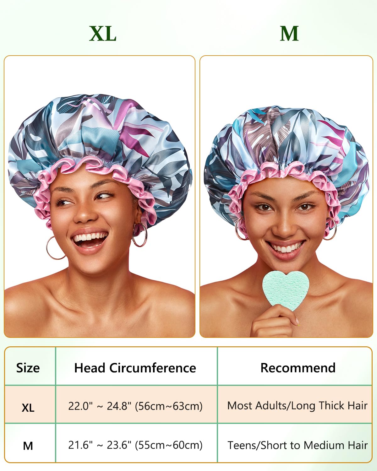 mikimini large shower cap with double-layer design protects long hair and braids