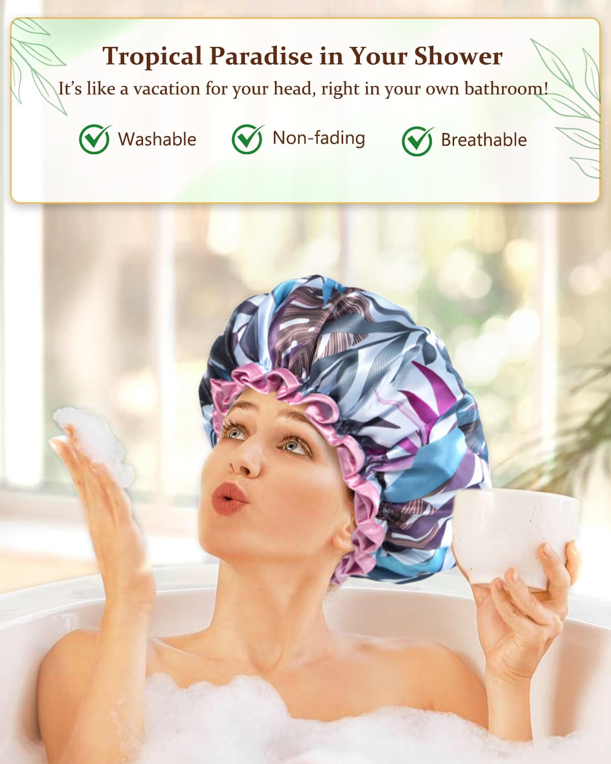 mikimini travel-friendly shower cap is ideal for spa days and vacations