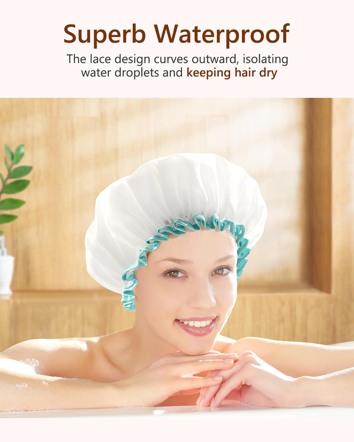 Mikimini white shower cap front view cute design
