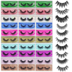 Mikiwi Lashes bulk 30-pairs pack showing natural fluffy volume for daily wear