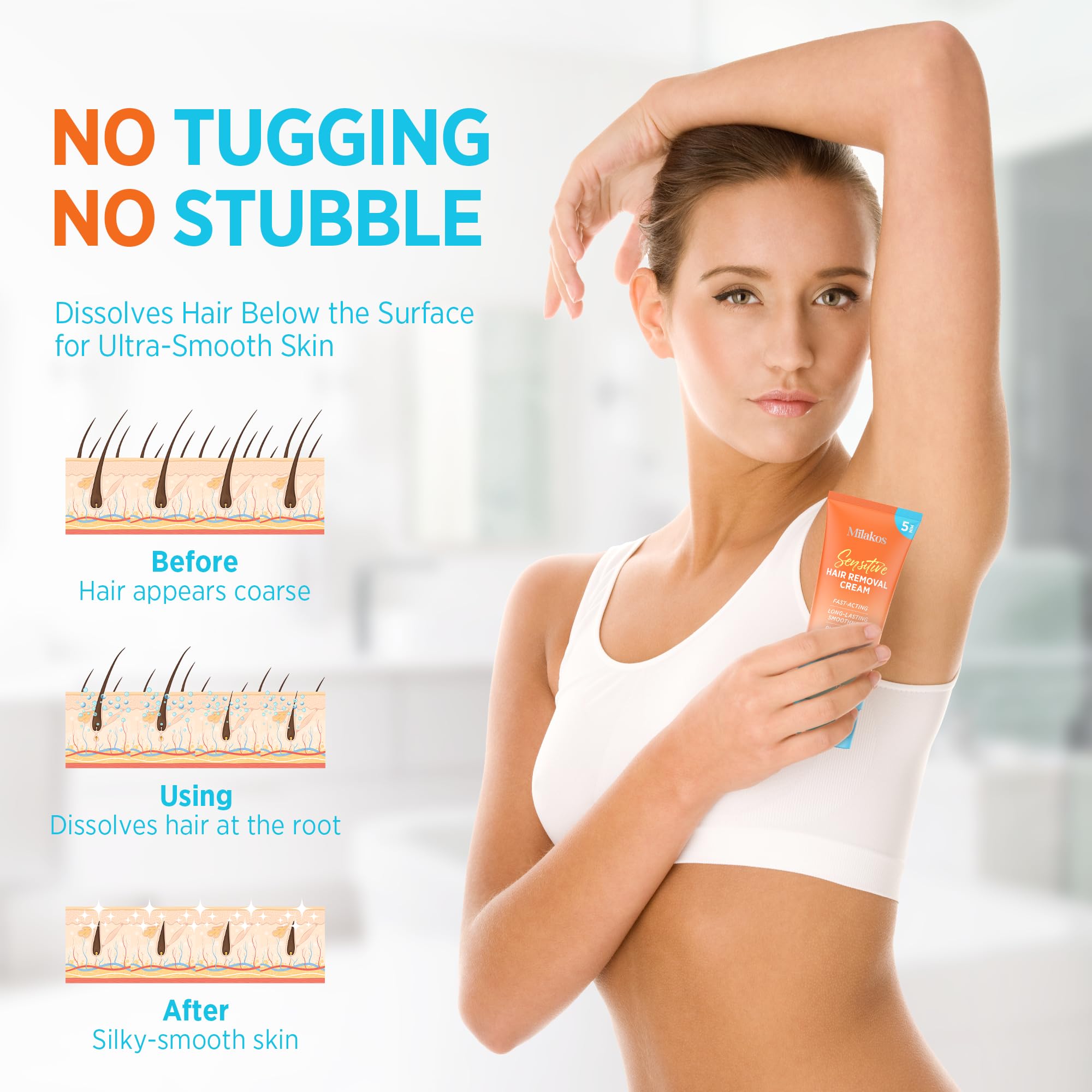 Milakos Hair Removal Cream ingredients with Aloe and Chamomile soothing the skin