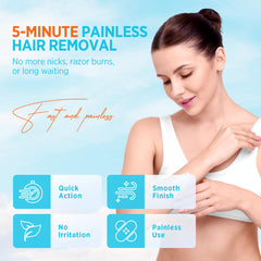 Milakos Painless Hair Removal Cream being applied to legs for smooth results