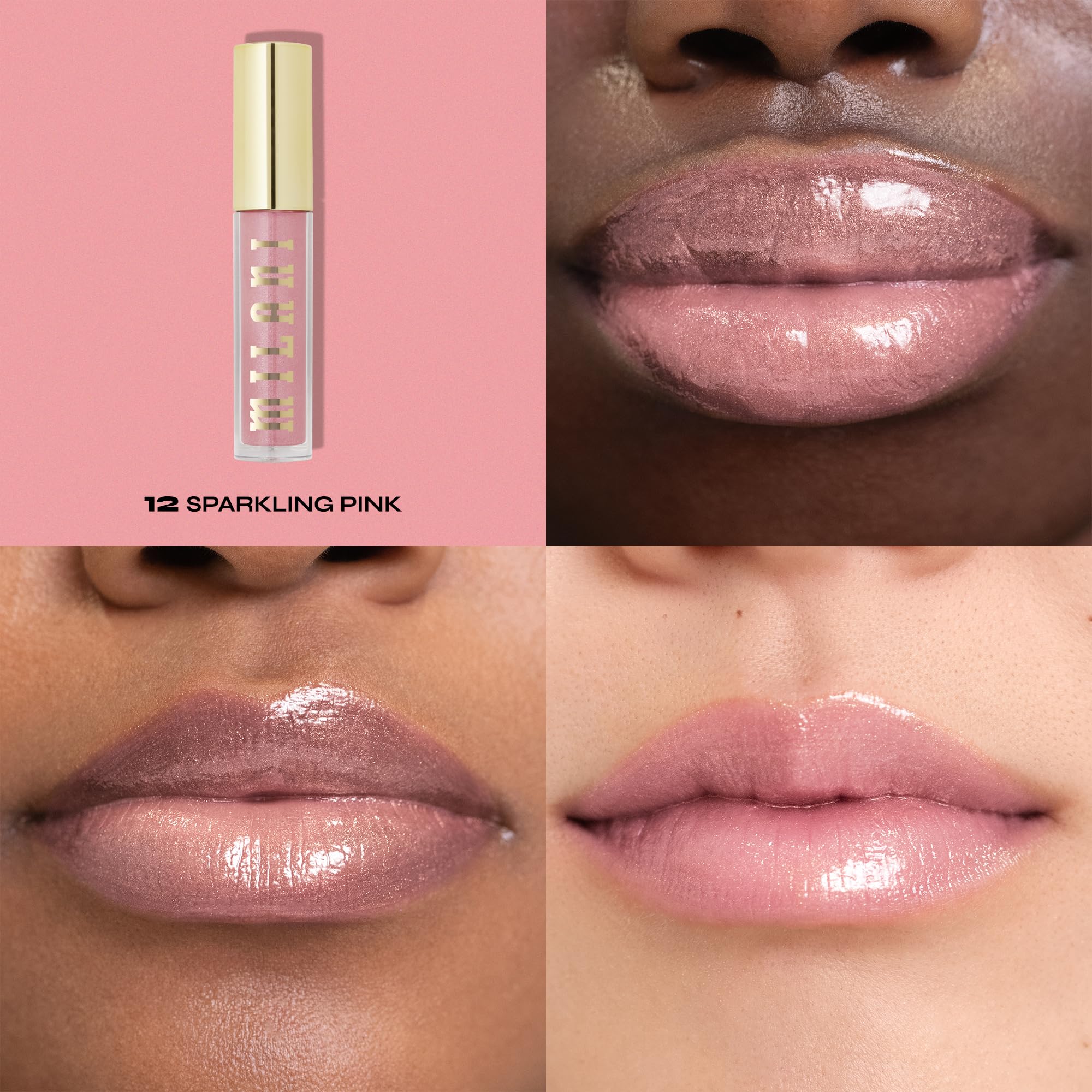 Milani brillo labial nutritivo, textura cremosa para un brillo suave.