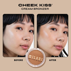 Milani Cheek Kiss Cream Bronzer Spilling Tea blend on cheekbone delivers seamless glow