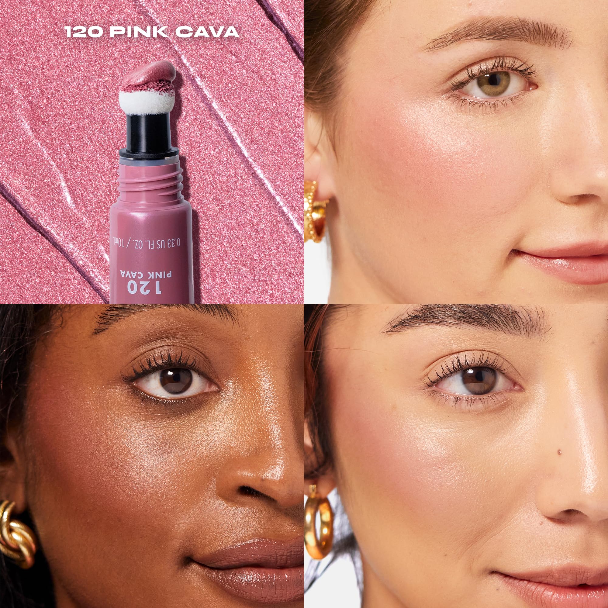 Milani Cheek Kiss Liquid Blush: aplicador de almohadilla para aplicación precisa.