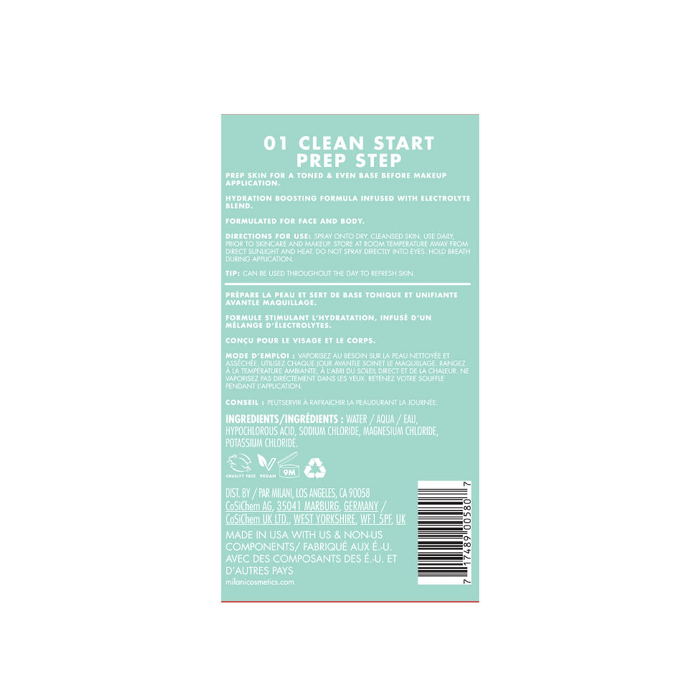 Milani Clean Start Prep Step on-the-go-use portable spray for easy daily prep.