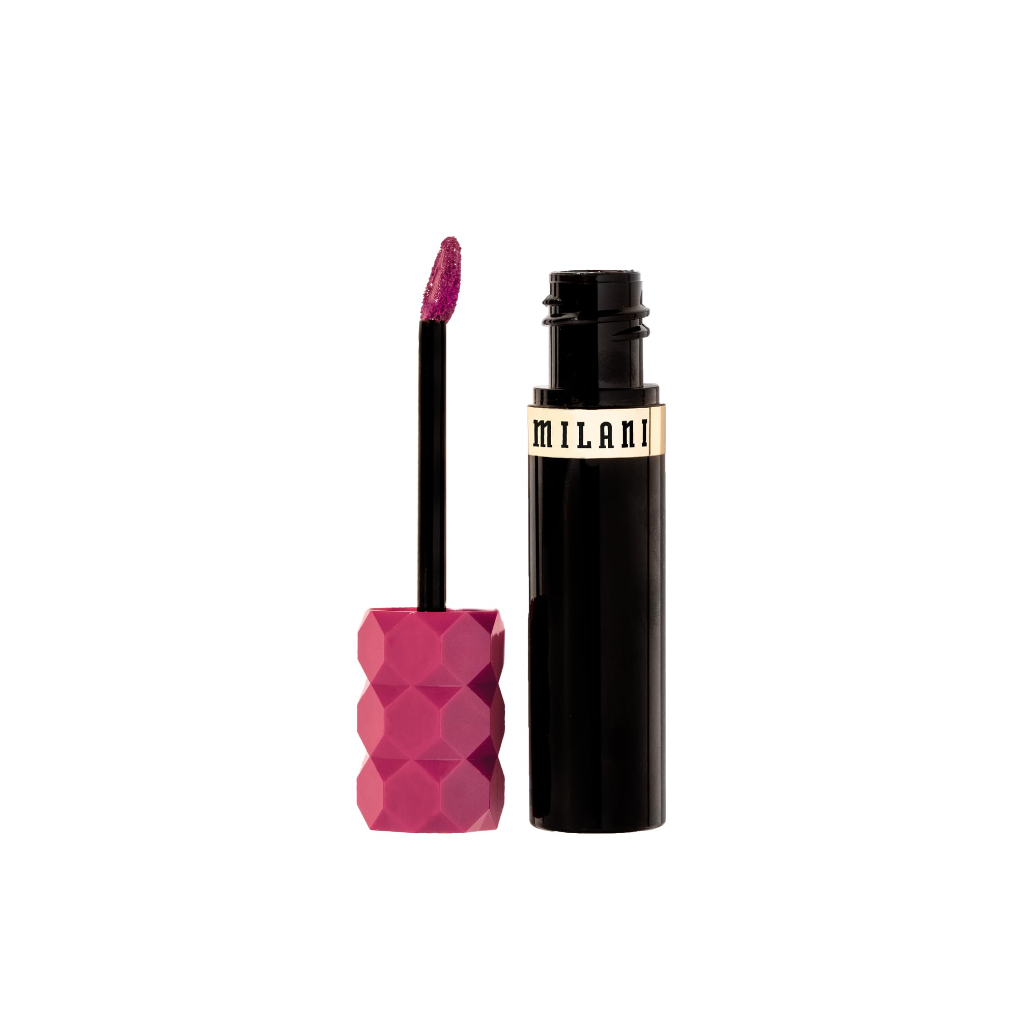 Milani Color Fetish Lip Stain-140 Pink About It cruelty-free badge on packaging.