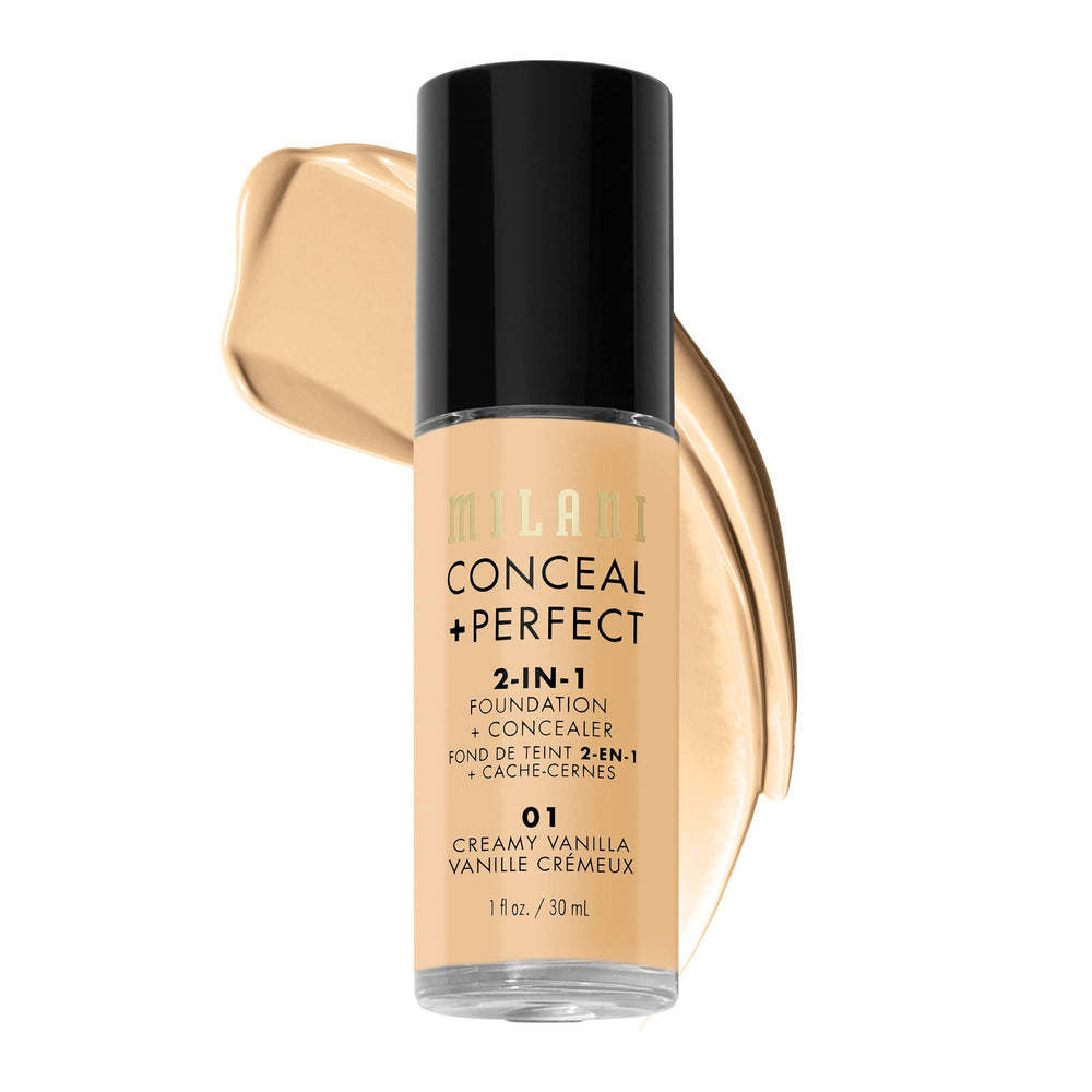 Milani Conceal + Perfect bottle with pump enables quick coverage.