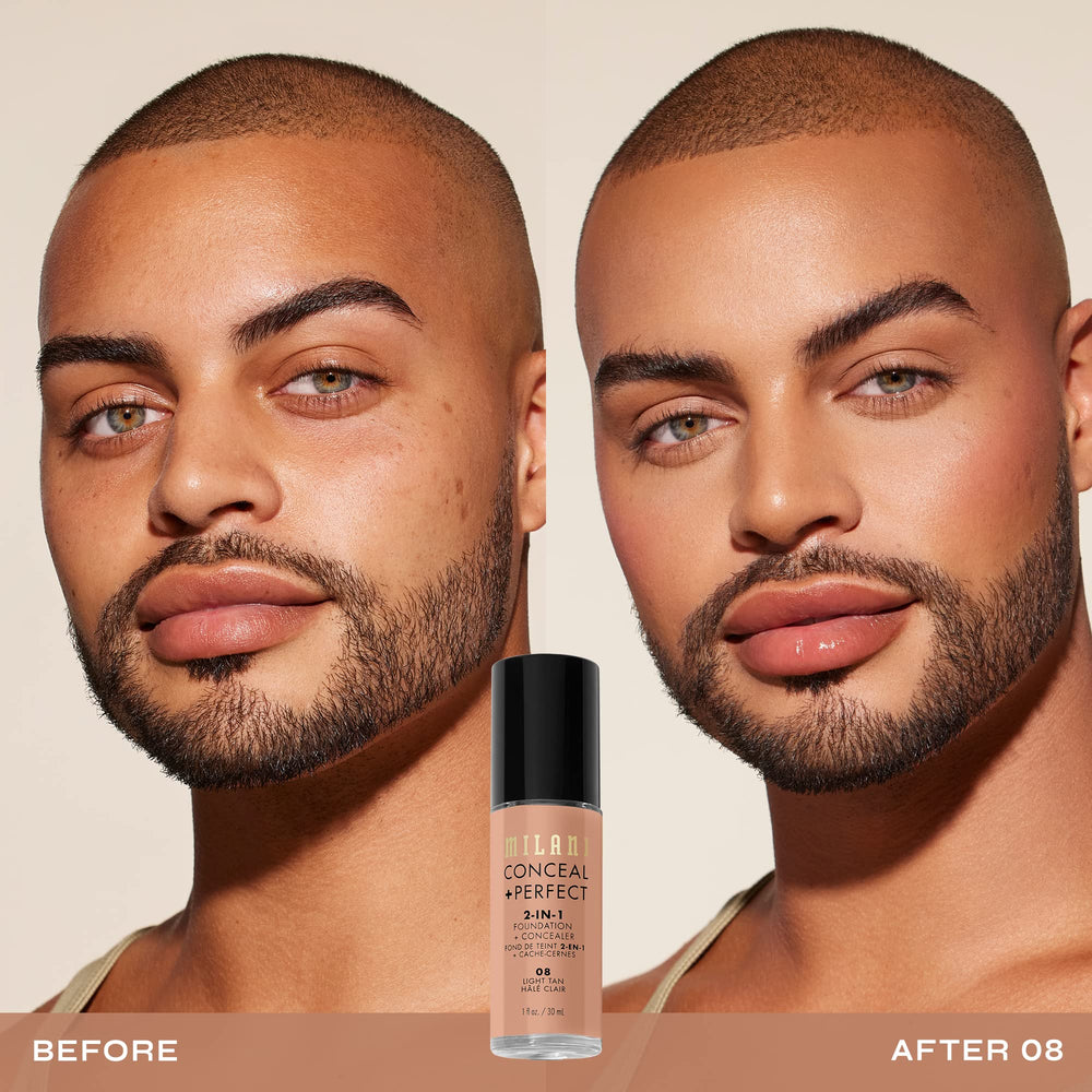 Milani Conceal + Perfect 2-in-1 closeup skin-match swatch on arm.