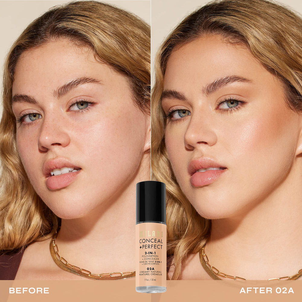 Milani Conceal + Perfect en 45 tonos para diferentes tonos de piel.
