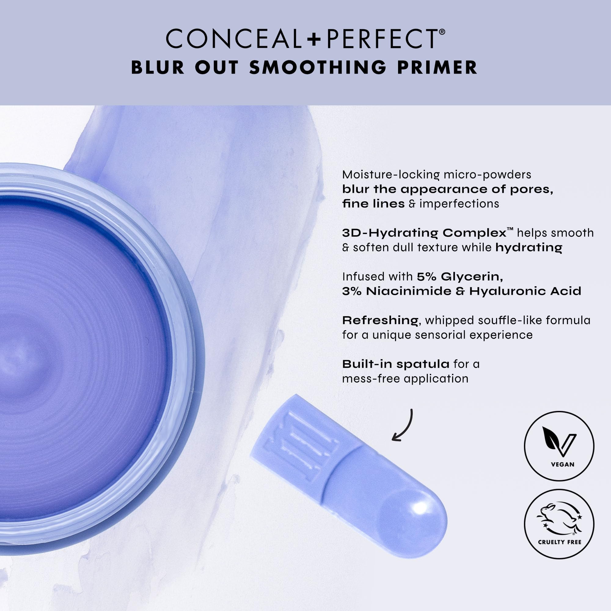 Milani Conceal + Perfect Blur Out Primer applied on cheek for blurred complexion
