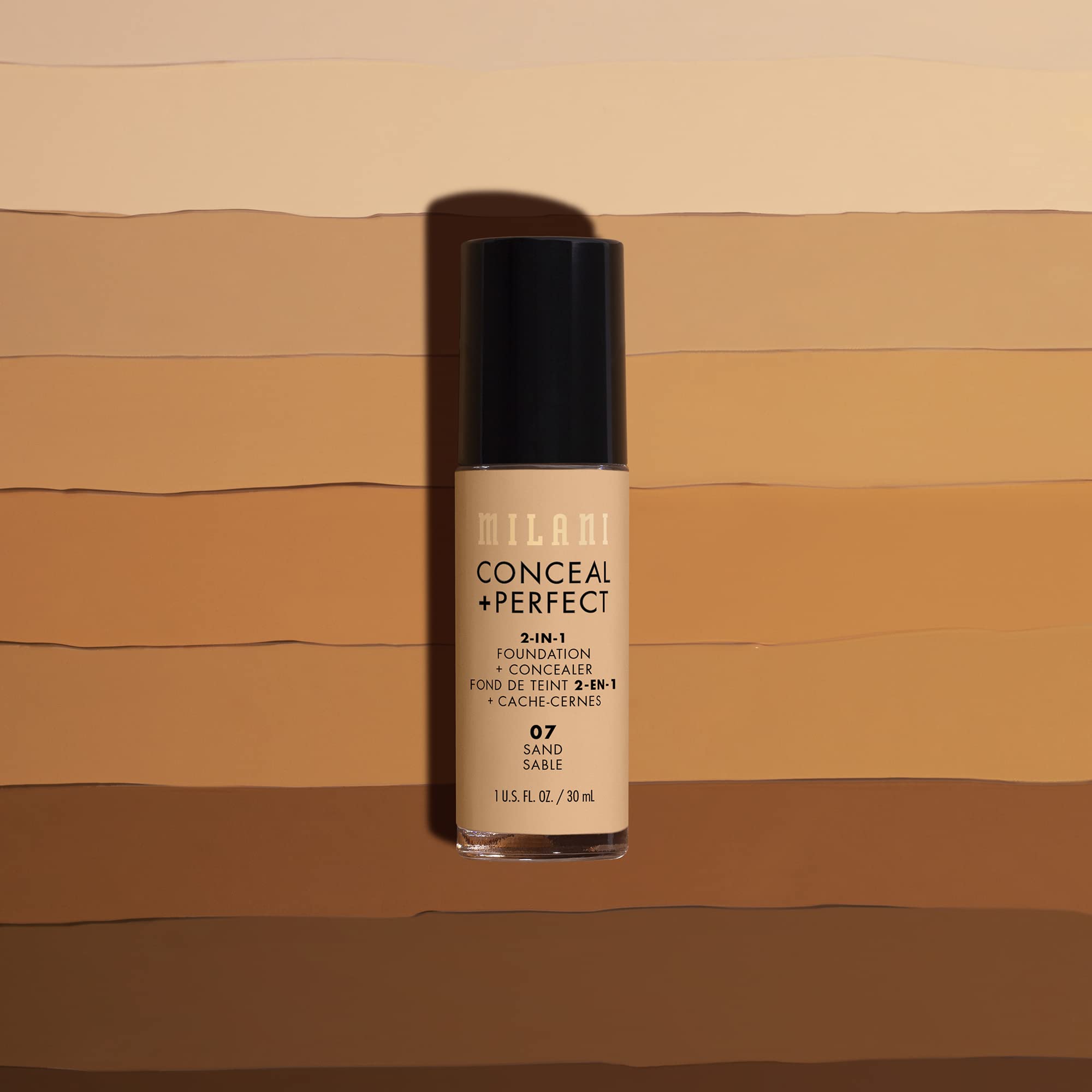 Milani Conceal + Perfect: 1–2 pulsos para un acabado uniforme.