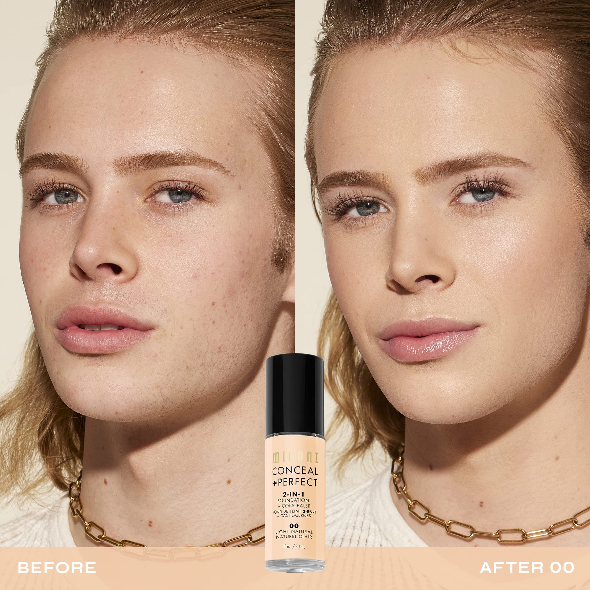 Milani Conceal + Perfect Light Natural under-eye concealment example.