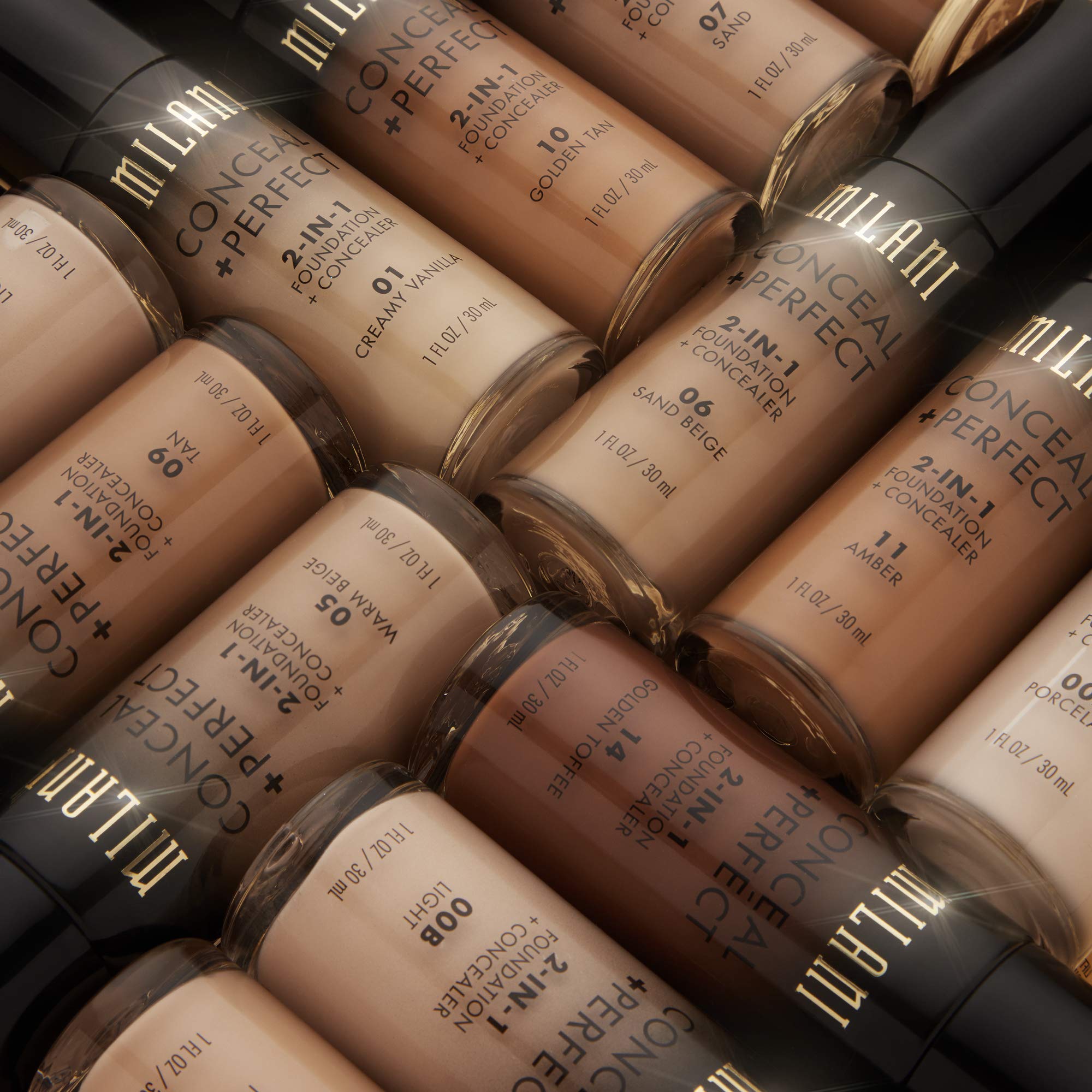 Milani Conceal + Perfect porcelain longwear finish captures sweatproof, all-day performance.