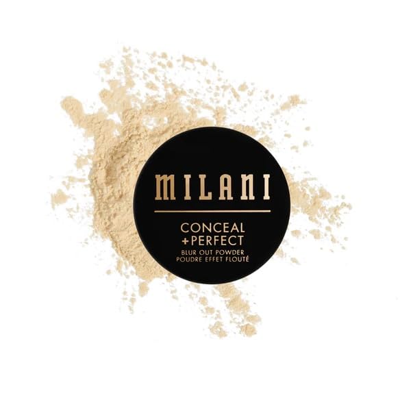 Milani Conceal + Perfect Banana powder compact open for talc-free setting and touch-ups.